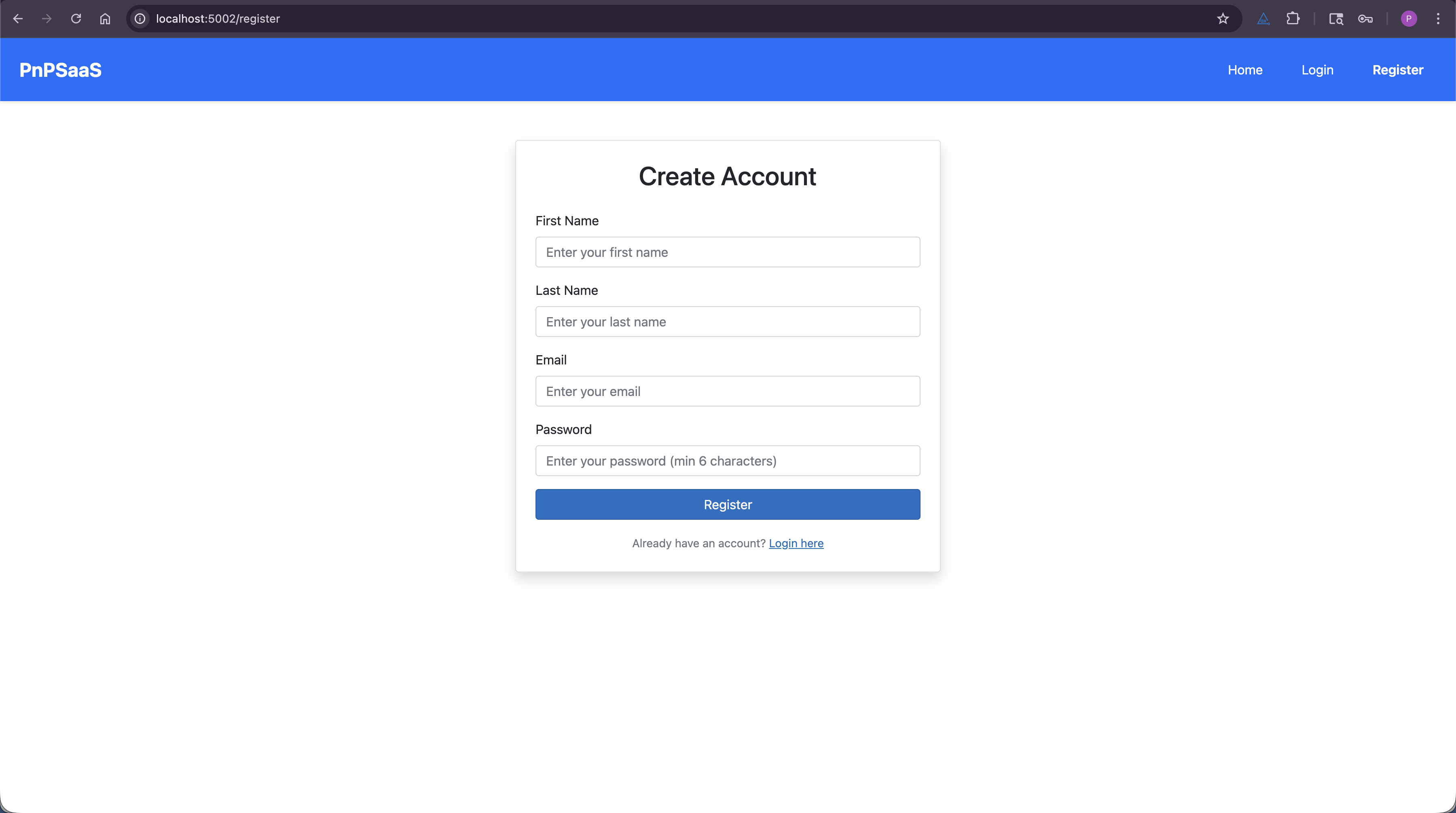 PnPSaaS Registration Interface Preview - User Signup Dashboard .NET 10 UI